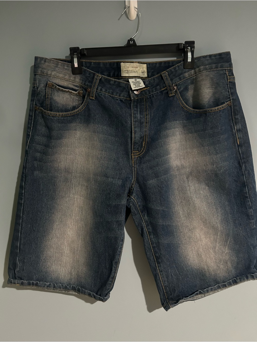 Ecko Unlimited Distressed Dark Blue Denim Shorts